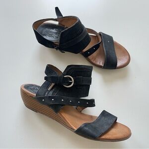Miz Mooz Womens Farley Leather Sandals Wedge Size 39